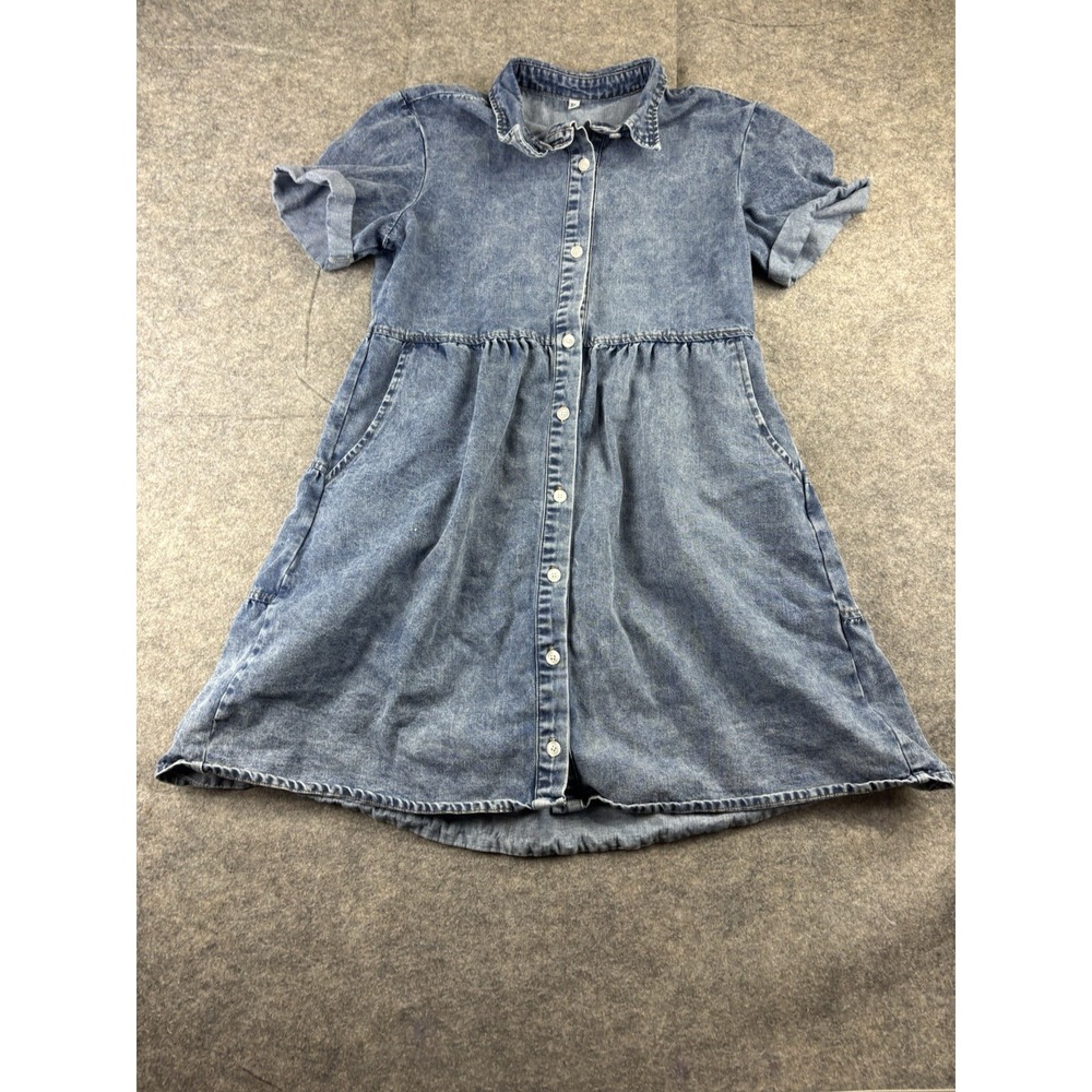 Denim Dress Women's XS Mini Blue Tiered Button Down Western Coastal‎ Cowgirl